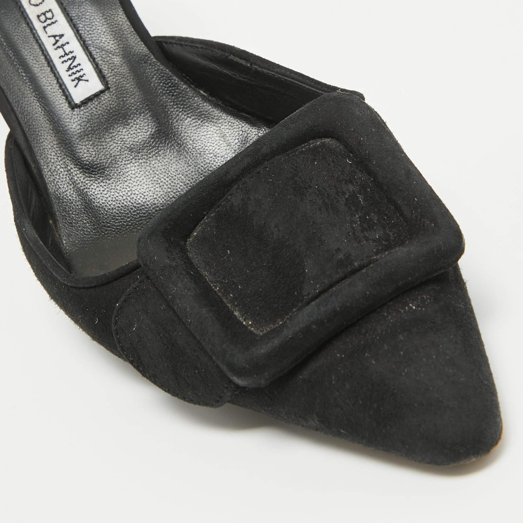 Manolo Blahnik Black Suede Maysale Mules Size 38.5 3