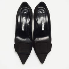 Manolo Blahnik Black Suede Maysale Pumps