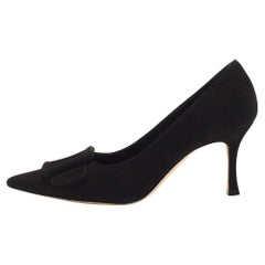 Manolo Blahnik Black Suede Maysale Pumps