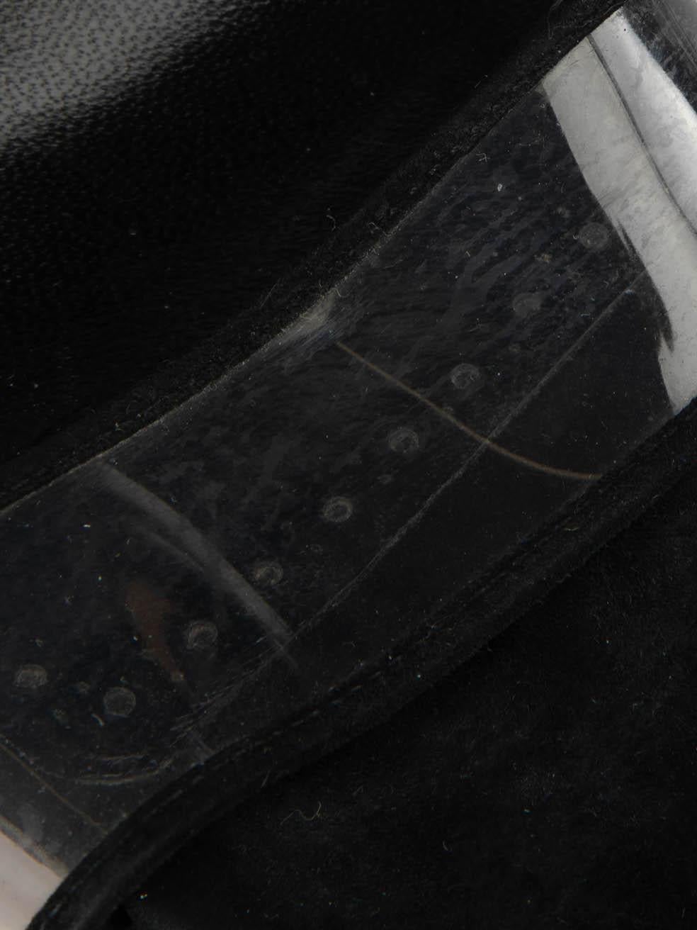 Manolo Blahnik Sandales en daim noir à bride cheville Plexi Taille IT 40 en vente 1