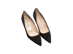 Manolo Blahnik Black Suede Pointed-Toe Pumps