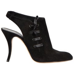 Manolo Blahnik Black Suede Slingback Point Heels Size IT 38