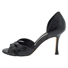 Manolo Blahnik Black Watersnake Blanchido Pumps Size 36.5 Used Manolo Blahnik Black Watersnake Blanchido Pumps Size 36.5