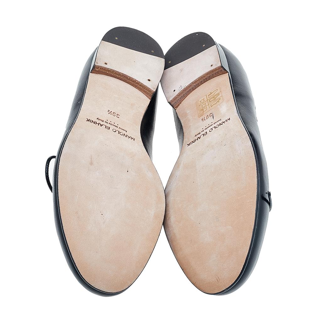 Manolo Blahnik Black/White Leather Lace Up Loafers Size 39.5 In Excellent Condition In Dubai, Al Qouz 2