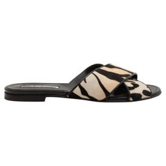 Manolo Blahnik Black & White Ponyhair Slides
