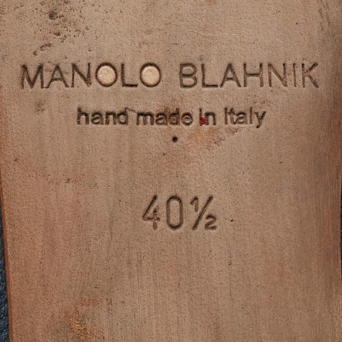 Manolo Blahnik Blue Denim Hangisi Embellished Pointed Toe Ballet Flats Size 40.5 3