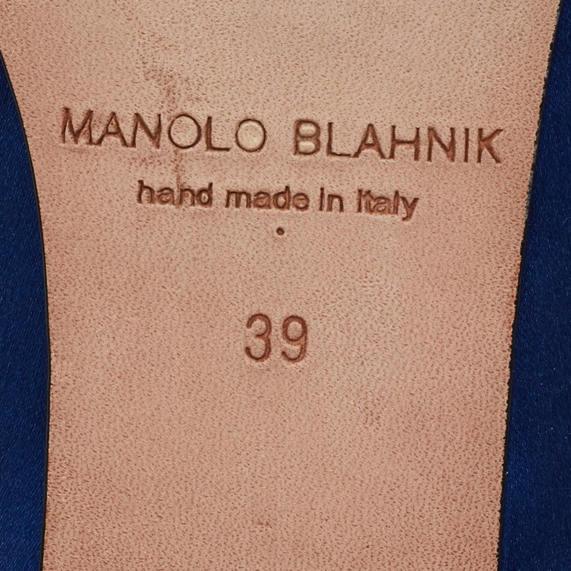 Manolo Blahnik Blue Satin Hangisi Ballet Flat Size 39 3