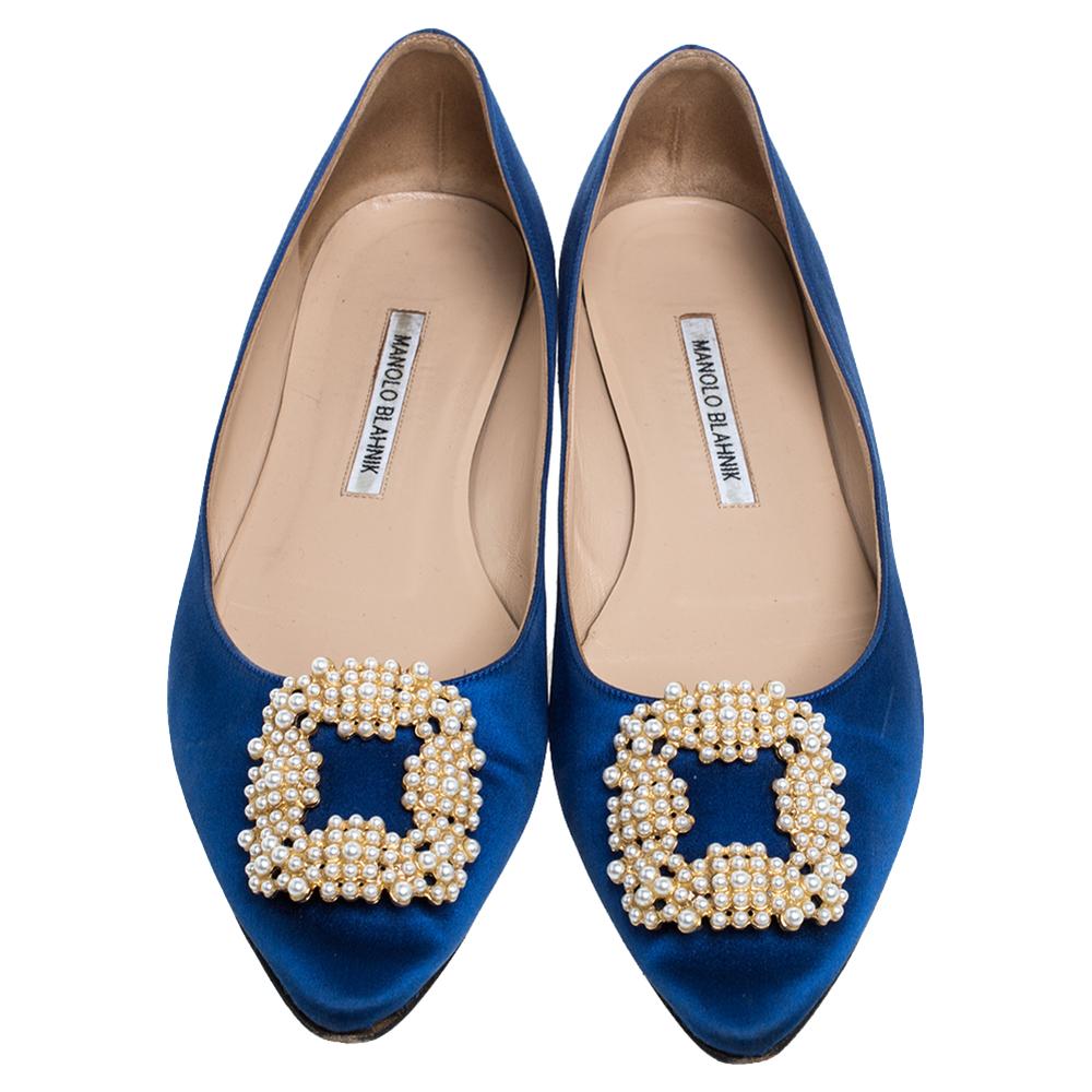 blue satin ballet flats