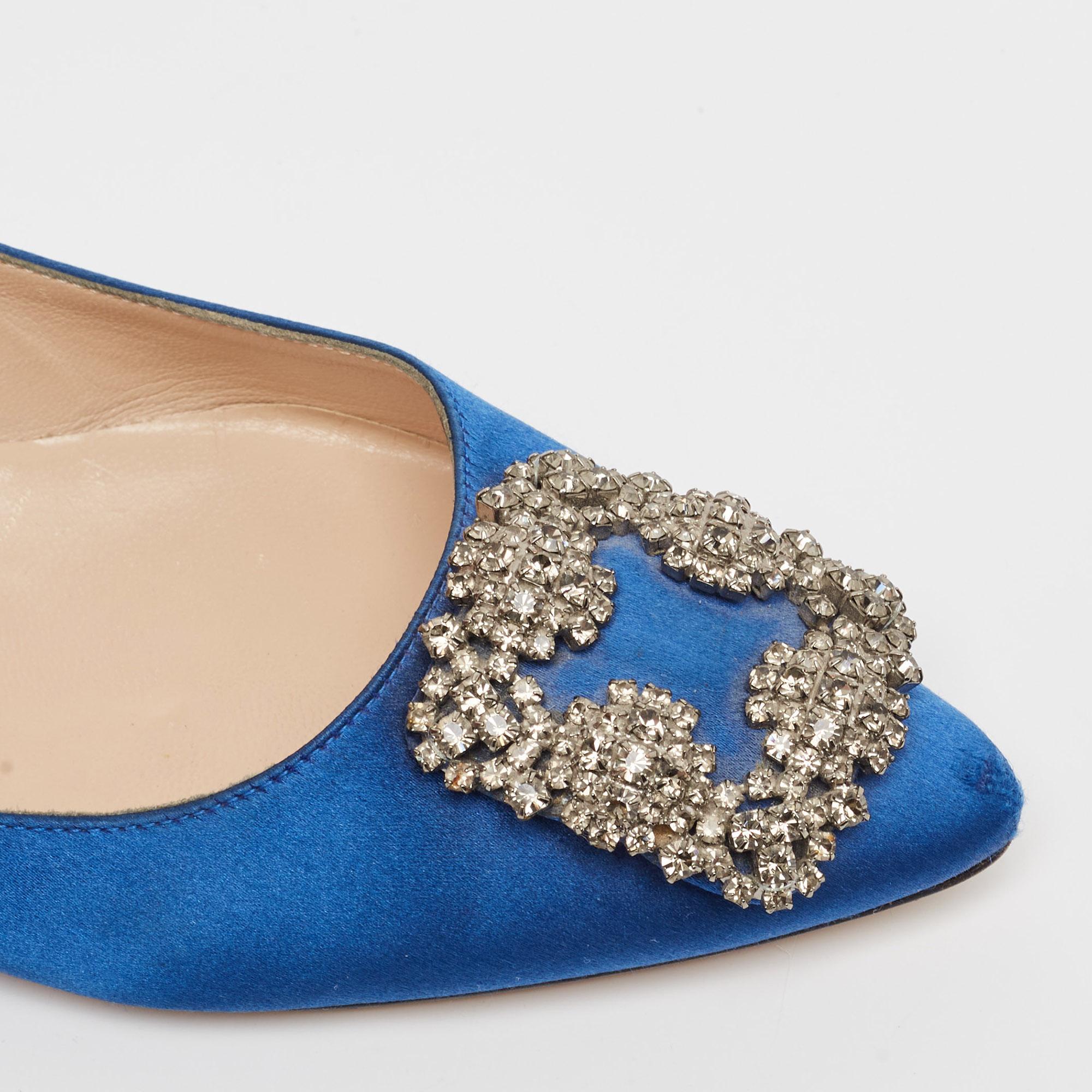 Manolo Blahnik Blue Satin Hangisi  Flats Size 37 3
