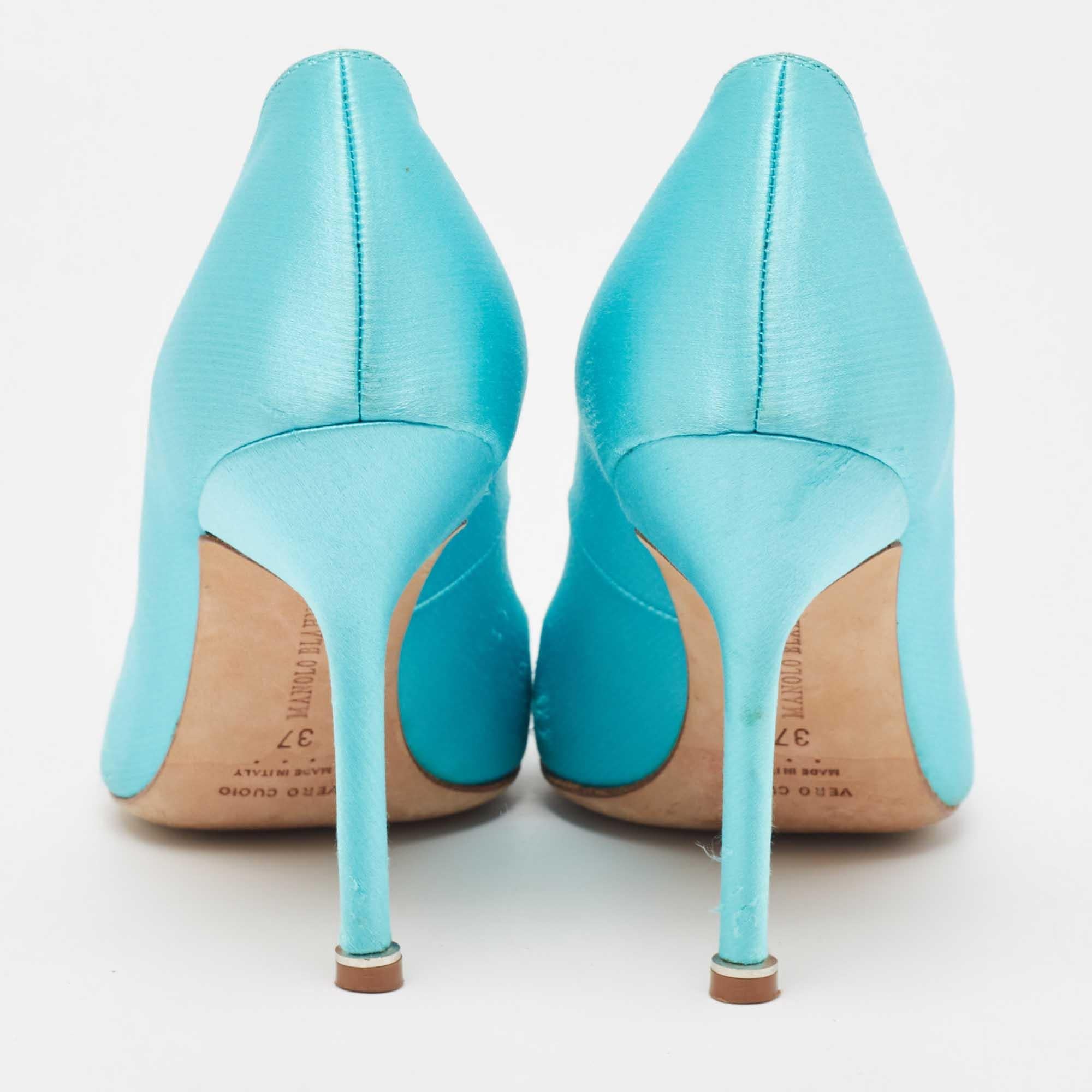 Manolo Blahnik Blue Satin Hangisi Pumps Size 37 1