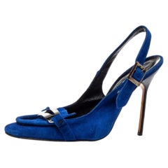 Manolo Blahnik Sandalias Slingback de Ante Azul Talla 39.5