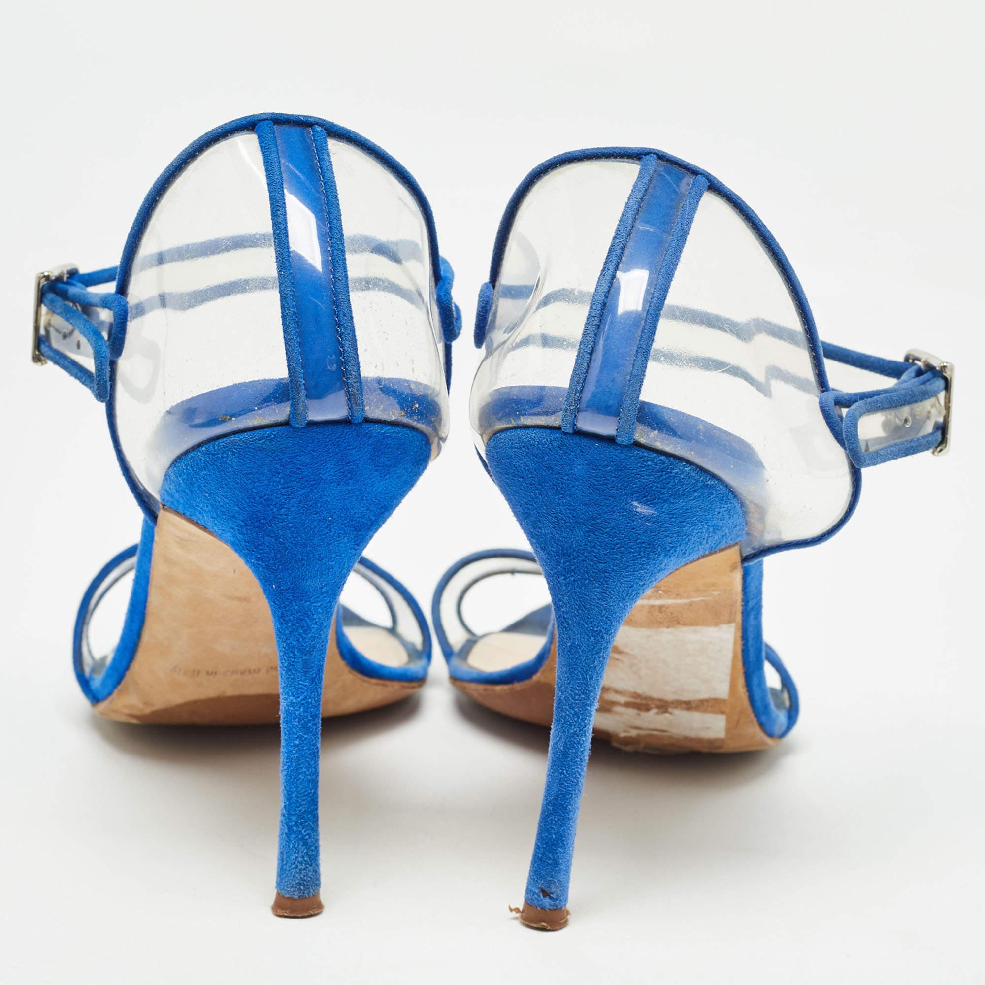 De las mujeres Bombas Mary Jane Manolo Blahnik azul/transparente de PVC y ante talla 36,5 en venta