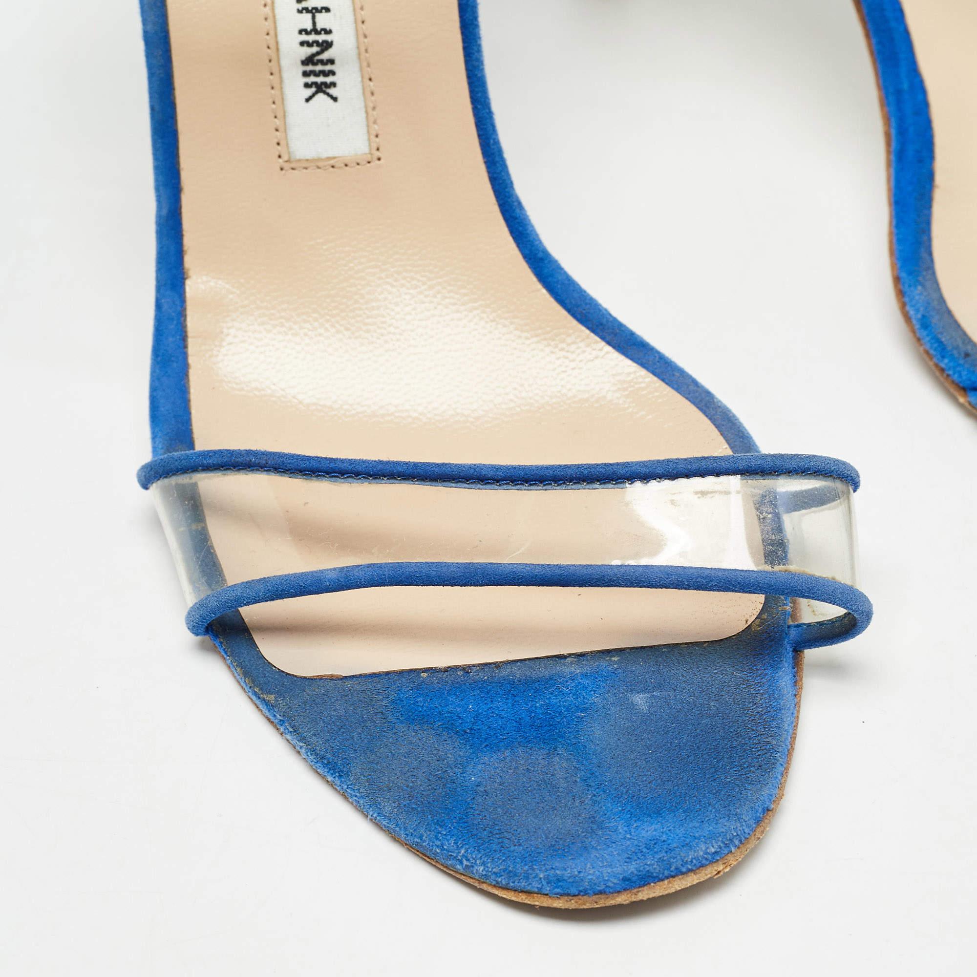 Bombas Mary Jane Manolo Blahnik azul/transparente de PVC y ante talla 36,5 en venta 2