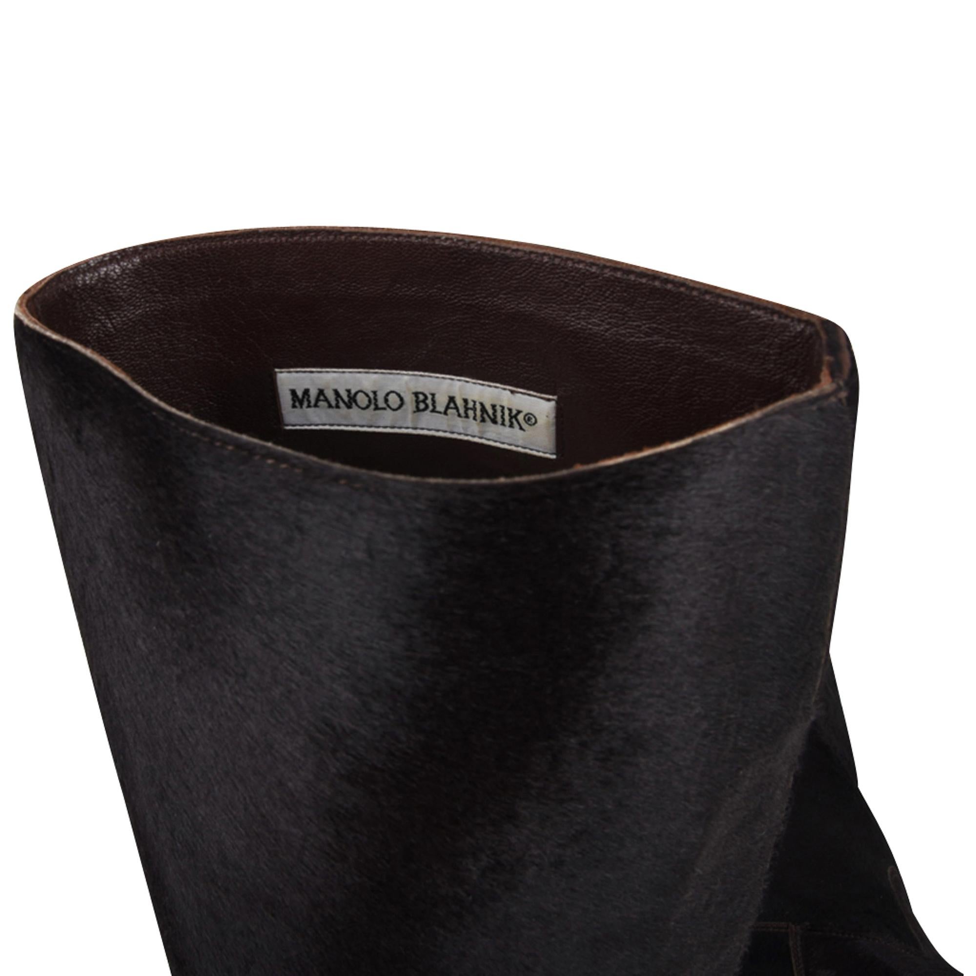 Manolo Blahnik Boot Sleek Pony Rich Luster 36 / 6 New For Sale 5