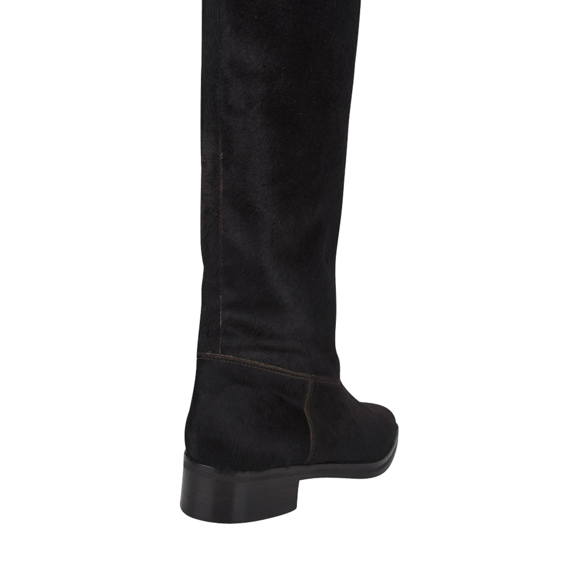 Women's Manolo Blahnik Boot Sleek Pony Rich Luster 36 / 6 New For Sale