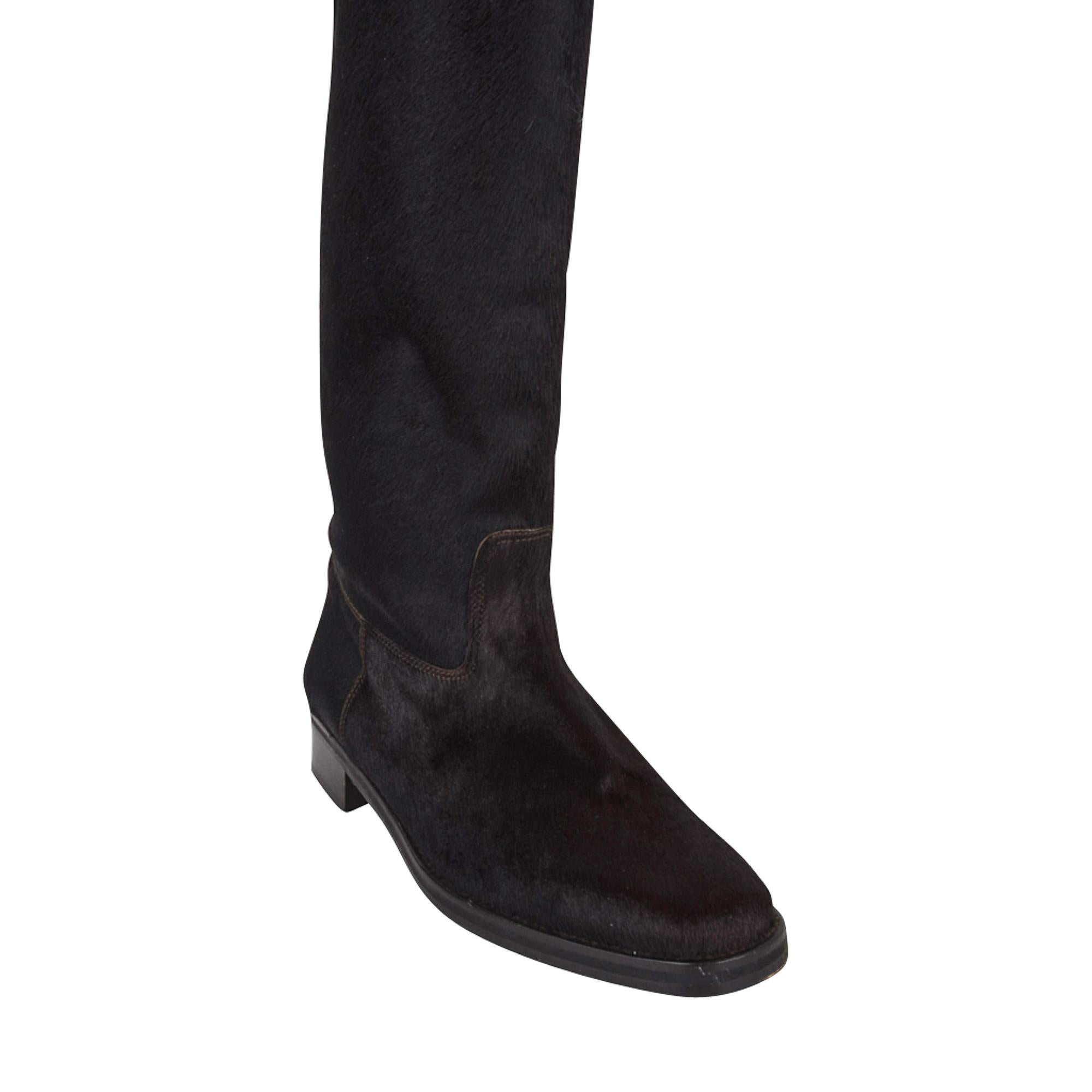 Manolo Blahnik Boot Sleek Pony Rich Luster 36 / 6 New For Sale 3