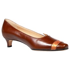 Manolo Blahnik Brown Leather Court Pumps Size IT 39.5