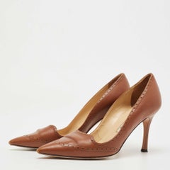 Manolo Blahnik Brown Leather Perforated Pumps Size 39