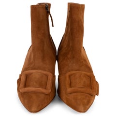 MANOLO BLAHNIK brown suede BAYLOW 50 Ankle Boots Shoes 39