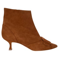 MANOLO BLAHNIK brown suede BAYLOW 50 Ankle Boots Shoes 39