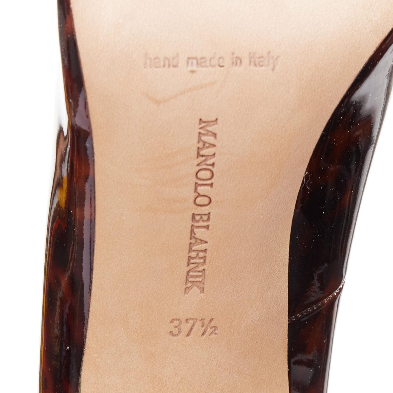 Bombas de tacón de aguja MANOLO BLAHNIK de charol marrón con estampado de concha de tortuga EU37.5 en venta 5