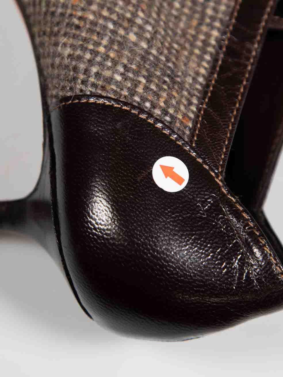Manolo Blahnik Brown Tweed Lace-Up Heels Size IT 36 3