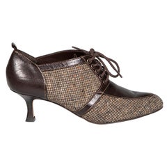 Manolo Blahnik Brown Tweed Lace-Up Heels Size IT 36