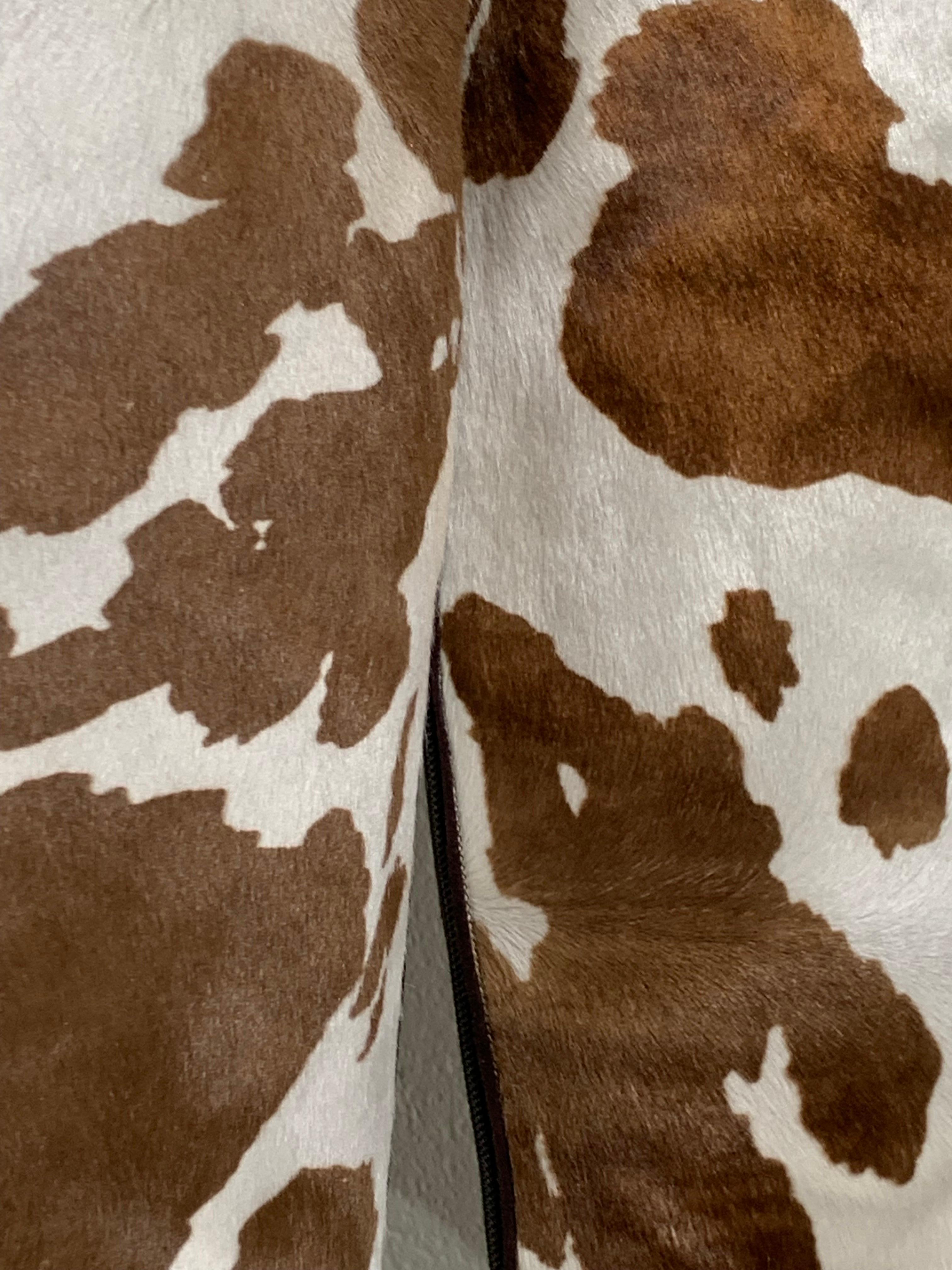 Manolo Blahnik Brown & White Cow Print Leather Knee-High Stiletto Heel Boots For Sale 3