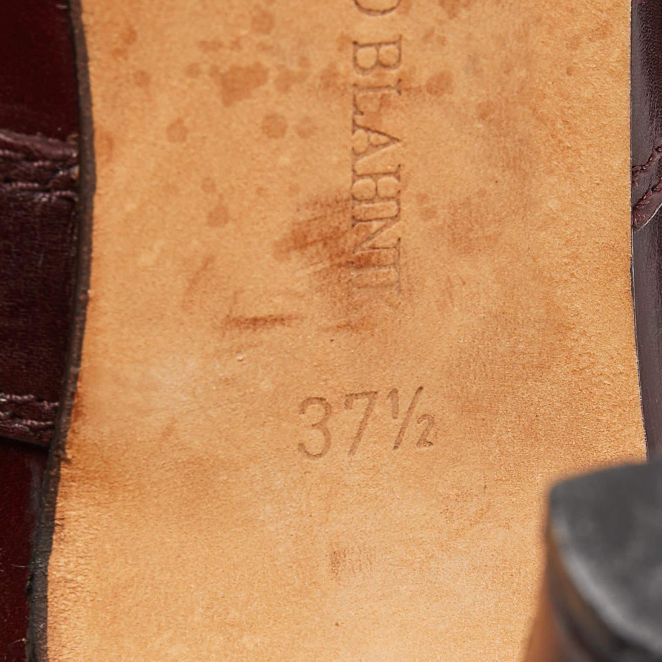 Manolo Blahnik Burgundy Leather Ankle Boots Size 37.5 4