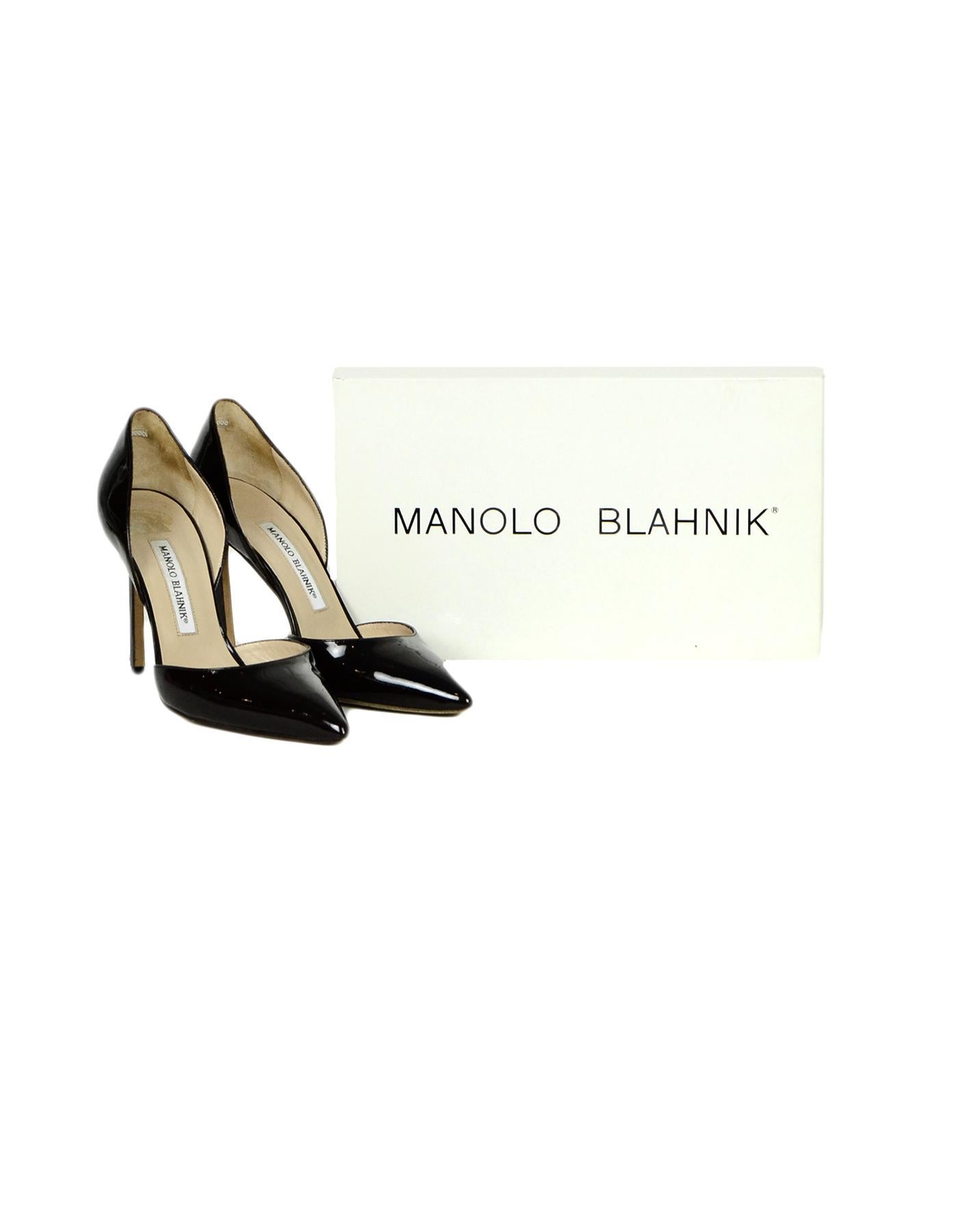 Women's Manolo Blahnik Burgundy Patent Leather d'Orsay Pumps  sz 38.5