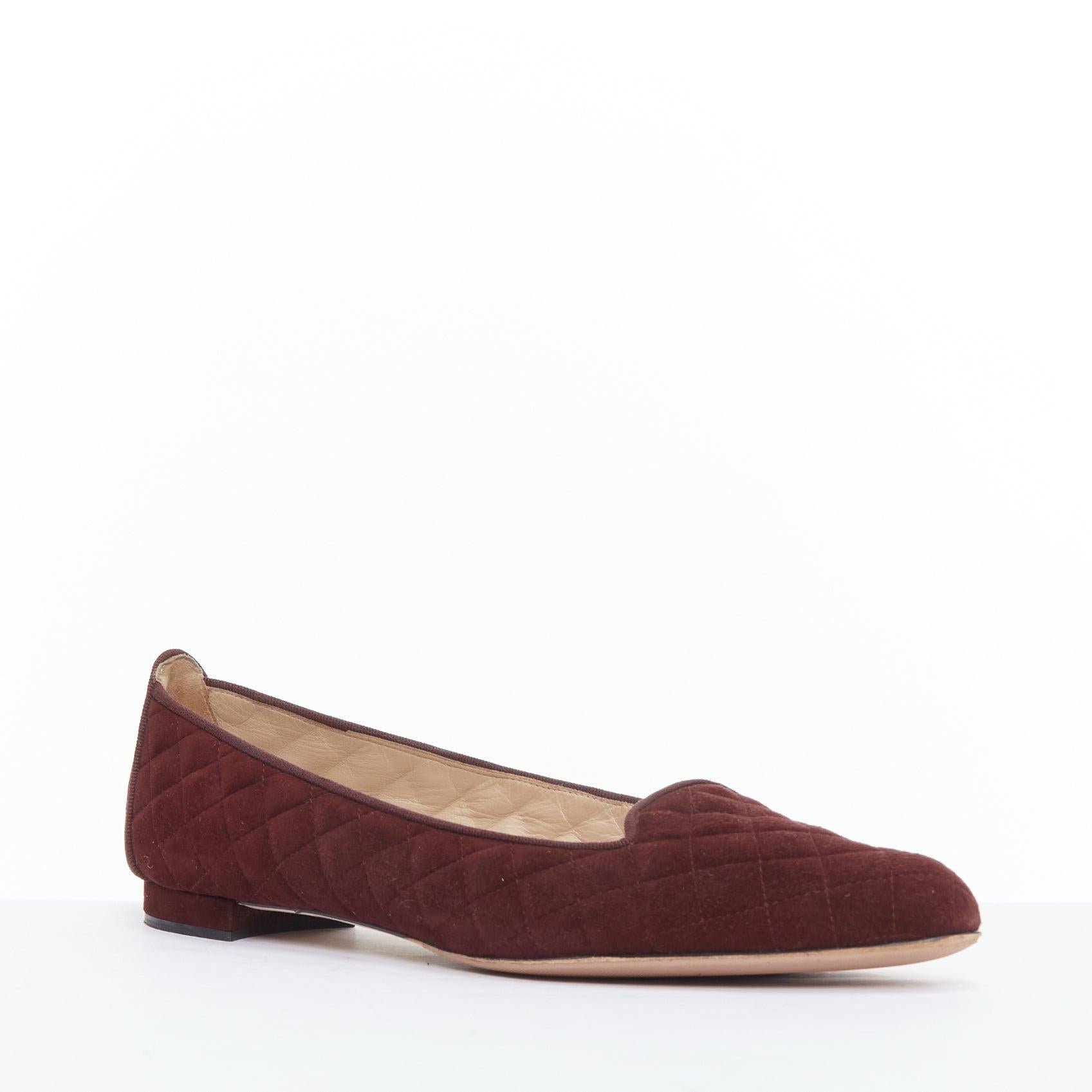Noir ManOLO BlahNIK - Mocassins à bout carré en daim matelassé bordeaux EU39 en vente
