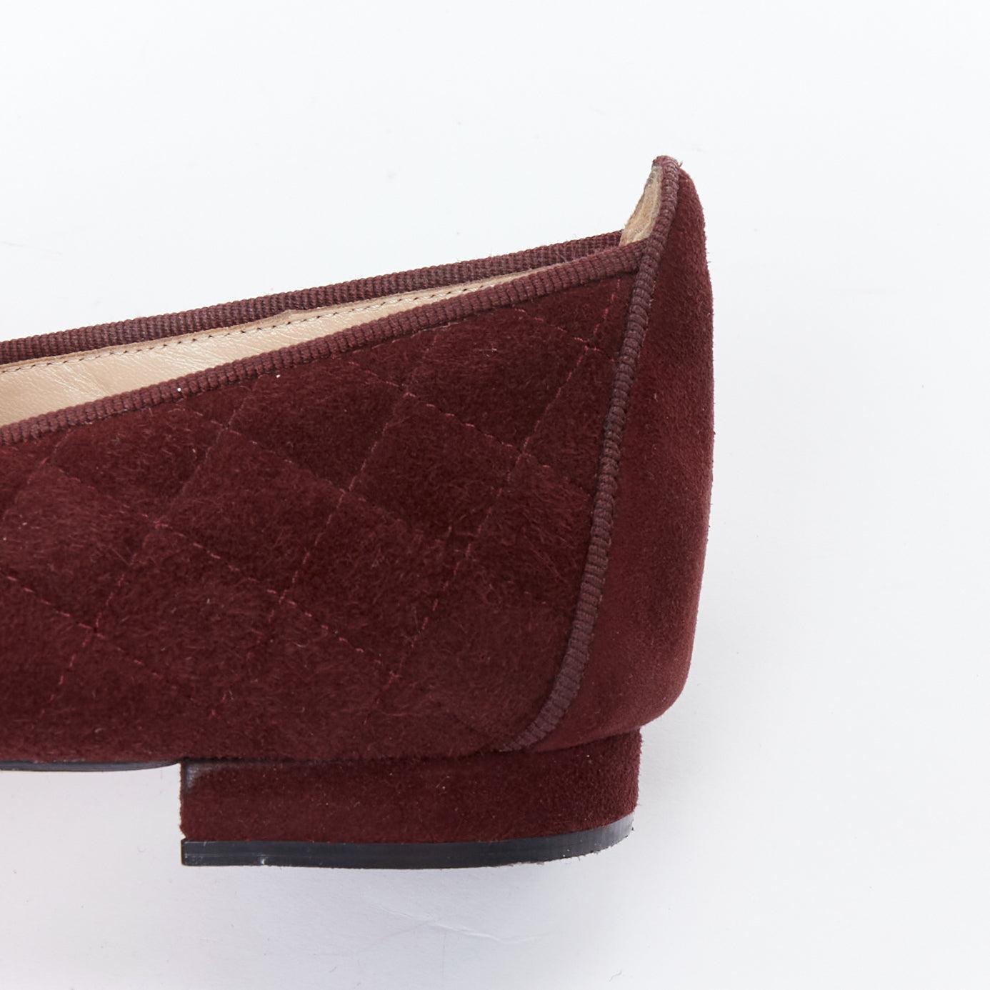 ManOLO BlahNIK - Mocassins à bout carré en daim matelassé bordeaux EU39 en vente 3