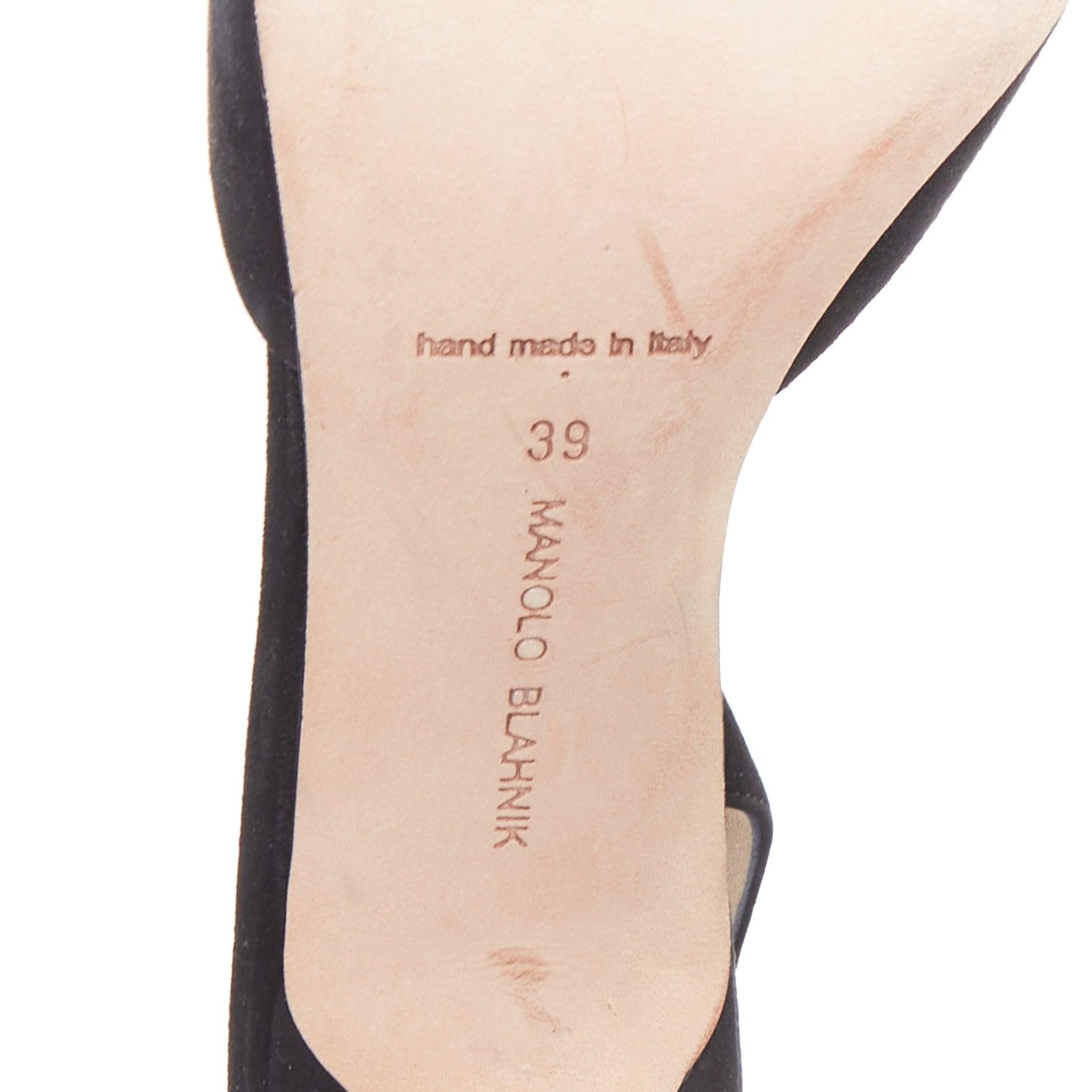 MANOLO BLAHNIK Carolyne 90 black suede slingback pumps EU39 5