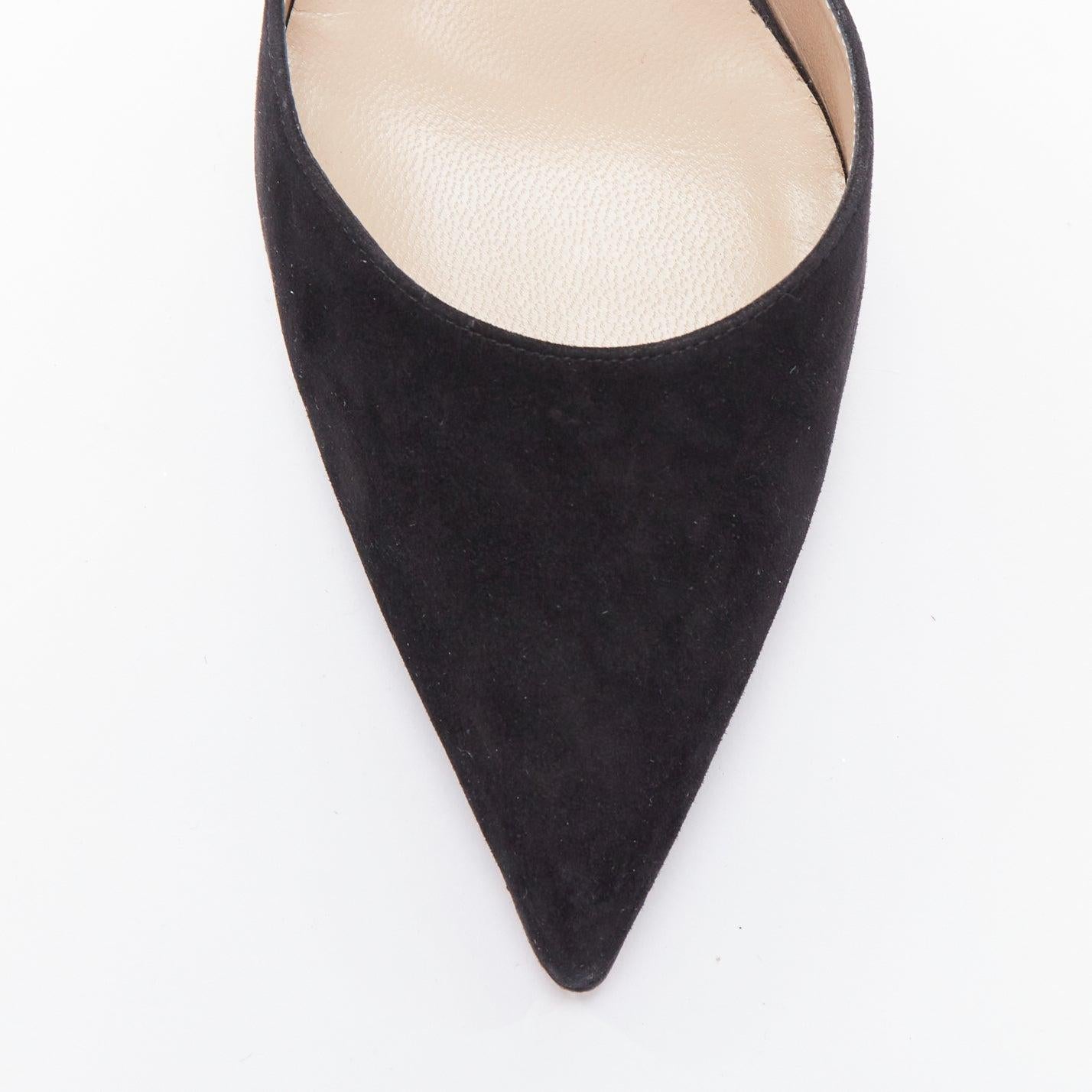 MANOLO BLAHNIK Carolyne 90 black suede slingback pumps EU39 1