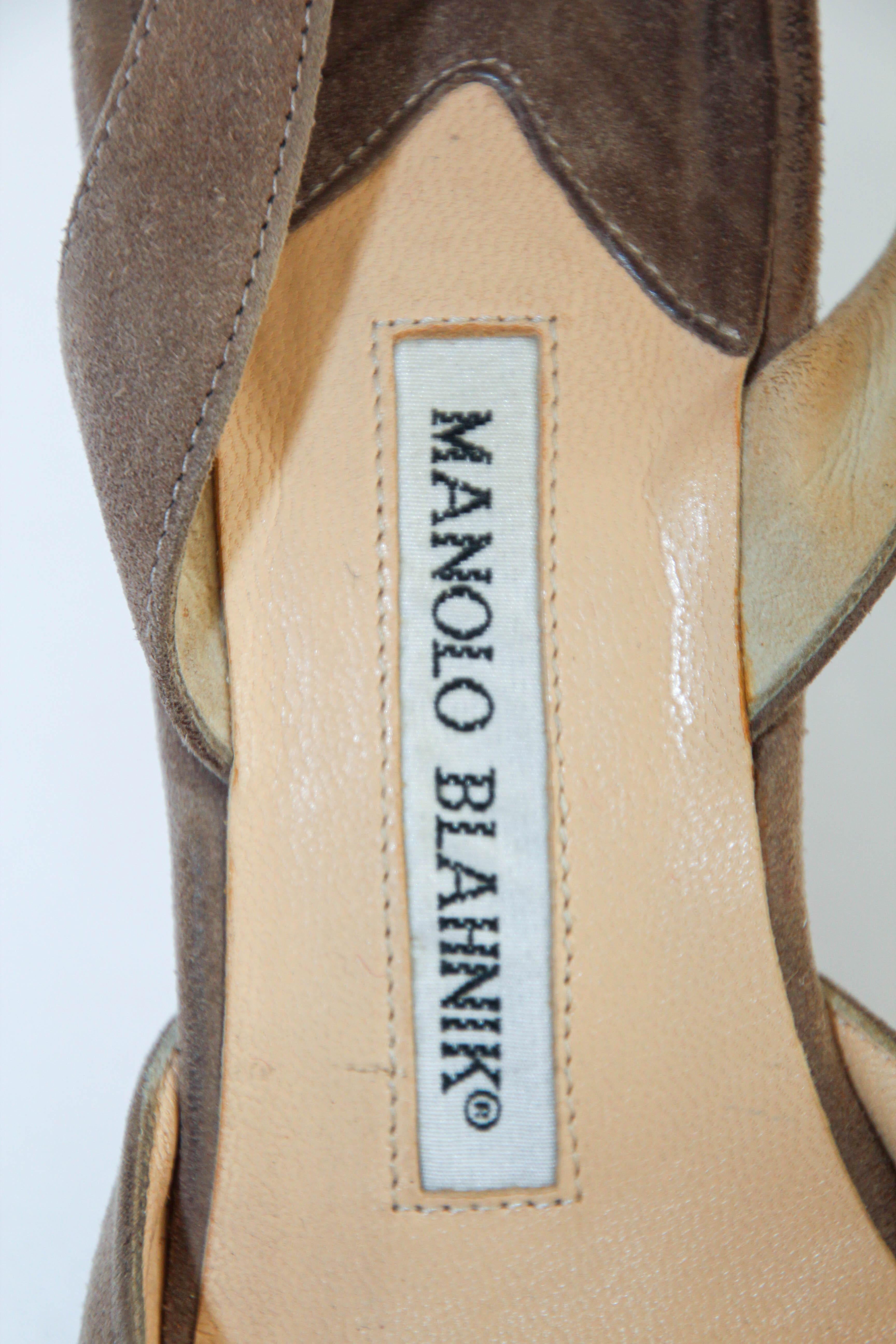 MANOLO BLAHNIK Slingback Suede Brown Pump Size 37.5 EU 7.5 US 2