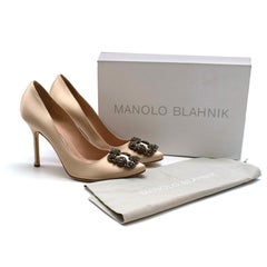 Manolo Blahnik Champagner Satin Hangisi 105mm Pumps - Us Größe 8