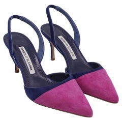 Manolo Blahnik Color-Block Slingback Pumps in Multicolor Suede