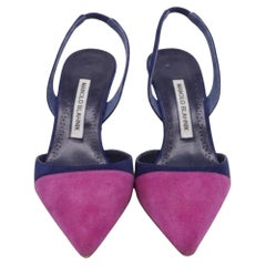 Manolo Blahnik Color-Block Slingback Pumps in Multicolor Suede