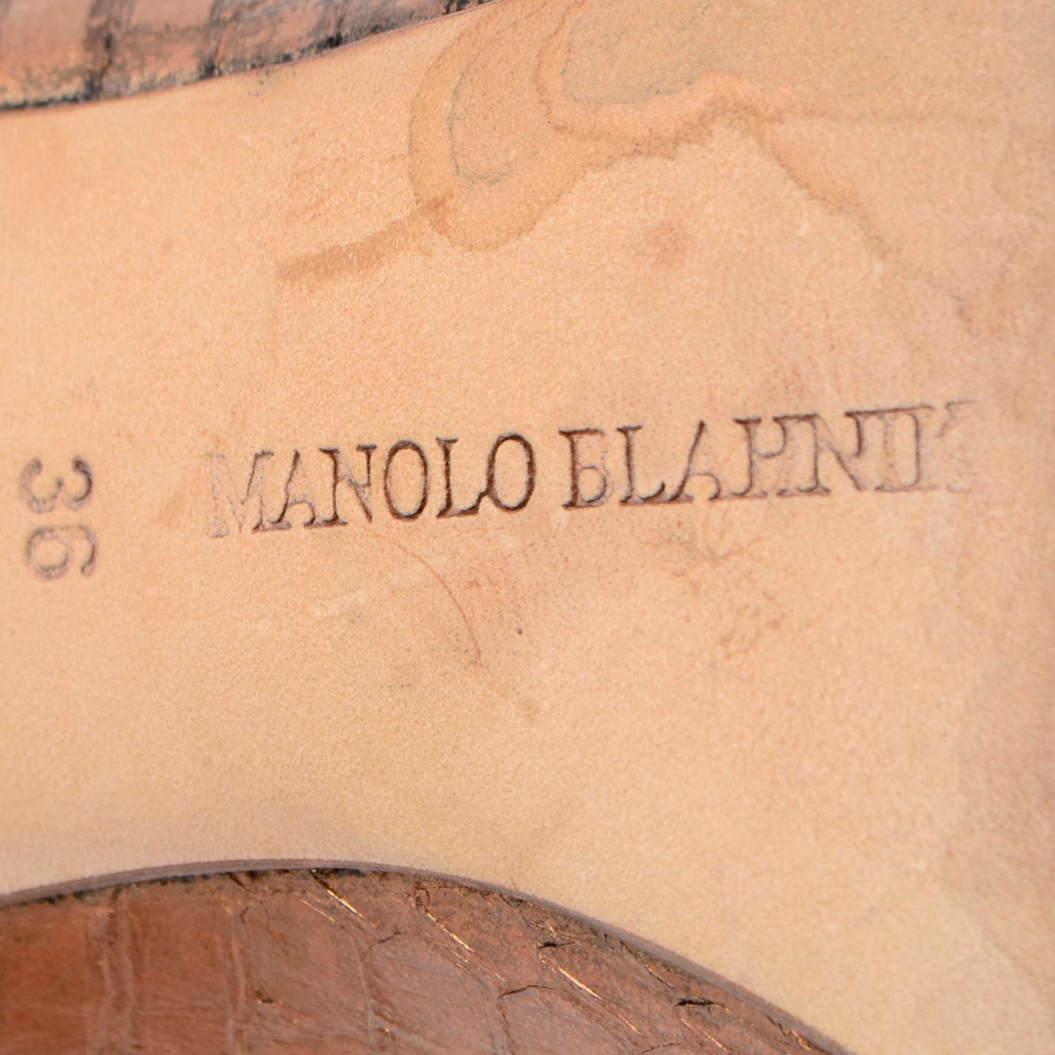 Manolo Blahnik Copper Rose Bronze Snakeskin Pumps With Heels & Pointed Toe 3