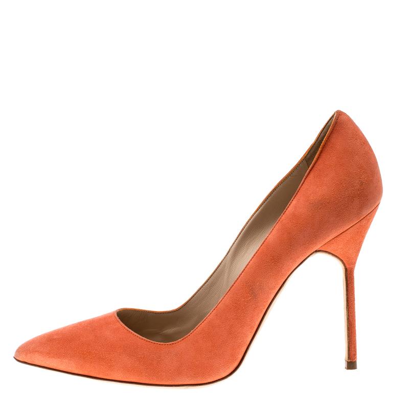 Manolo Blahnik Coral Suede BB Pointed Toe Pumps Size 38 1