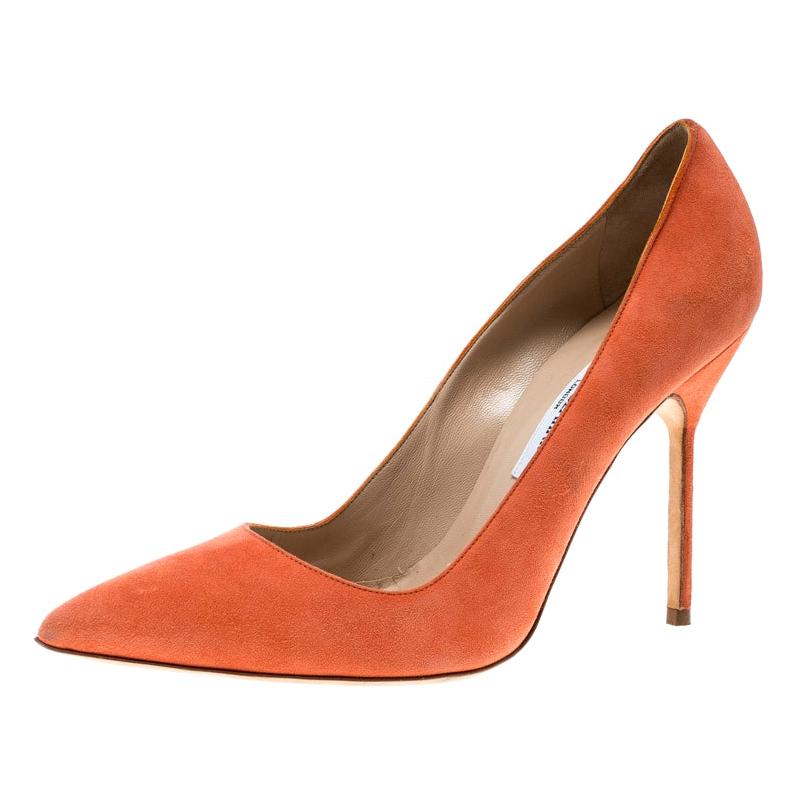 Manolo Blahnik Coral Suede BB Pointed Toe Pumps Size 38