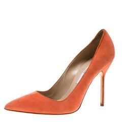 Manolo Blahnik Coral Suede BB Pointed Toe Pumps Size 38