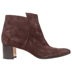 Manolo Blahnik Dark Burgundy Suede Ankle Boots