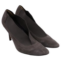 Manolo Blahnik Elastic Accent Pointed-Toe Pumps in Grey Suede