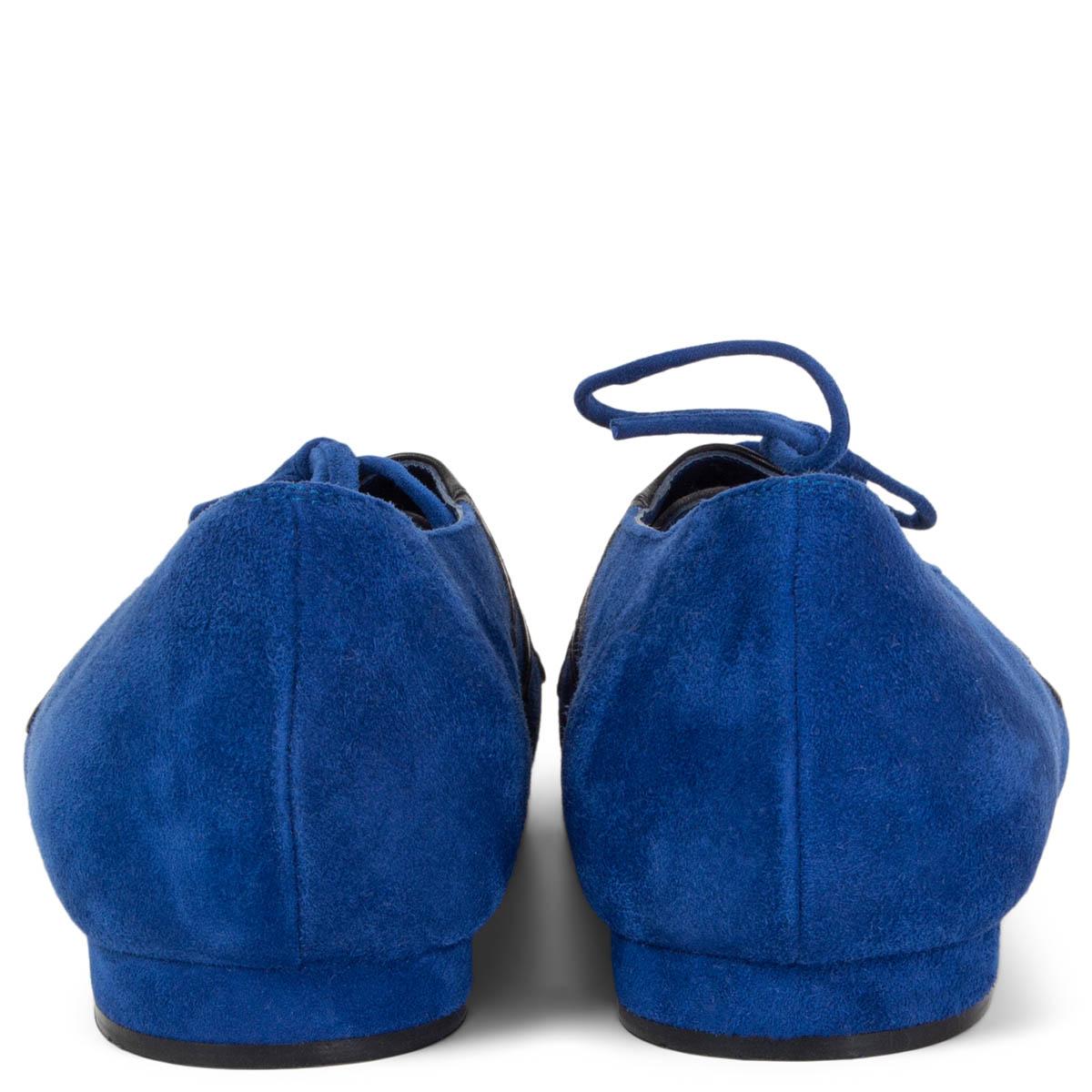 Zapatos planos MANOLO BLAHNIK azul eléctrico ante HARLEQUIN CROWN LACE-UP 36.5 en Nuevo Estado en Zürich, CH