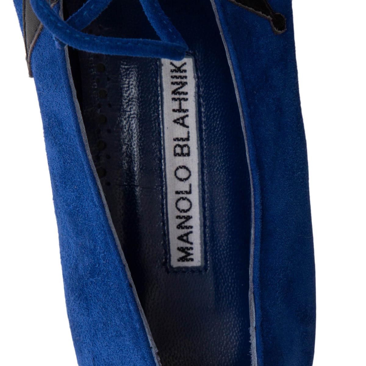 De las mujeres Zapatos planos MANOLO BLAHNIK azul eléctrico ante HARLEQUIN CROWN LACE-UP 36.5
