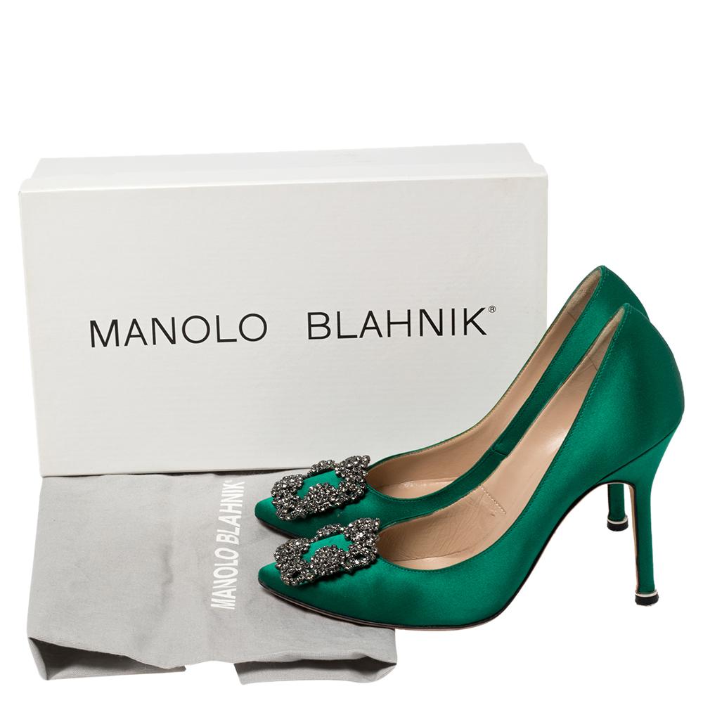 Manolo Blahnik Emerald Green Satin 