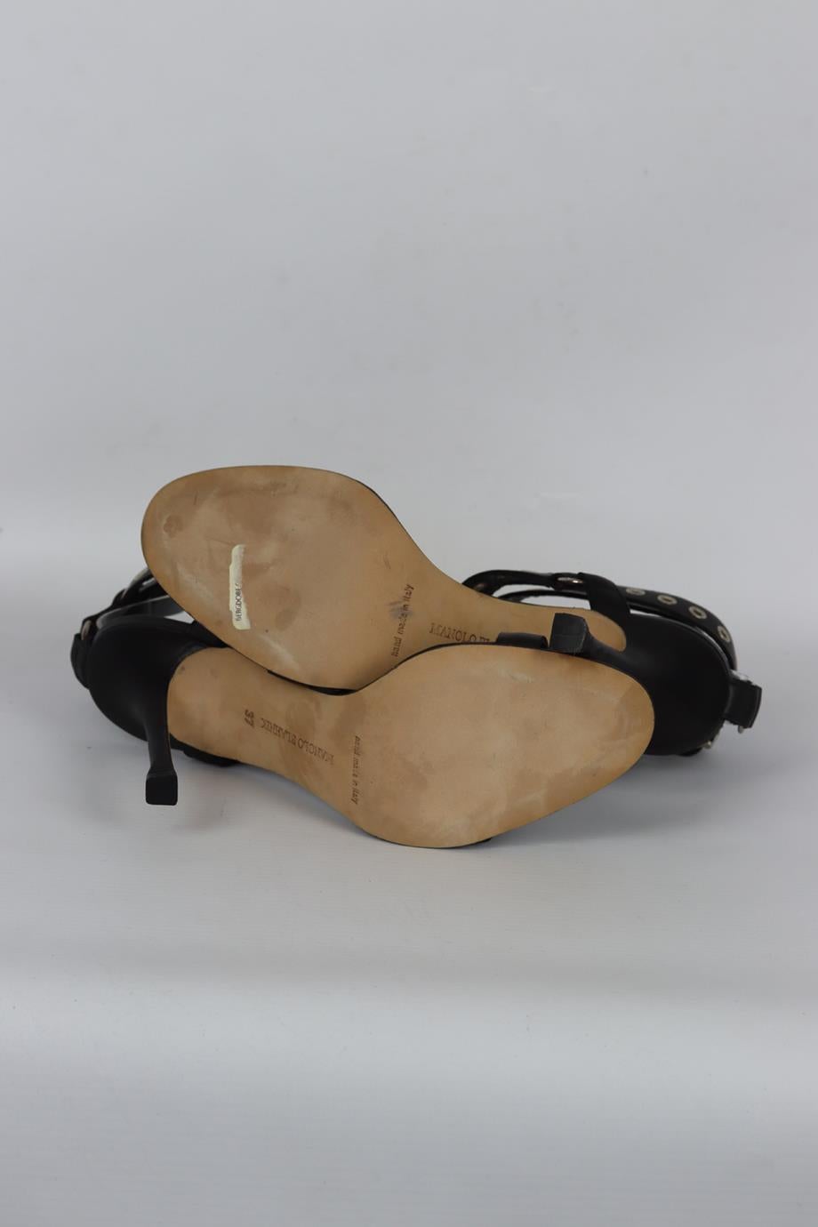 Manolo Blahnik Eyelet Embellished Leather Sandals Eu 37 Uk 4 Us 7 1