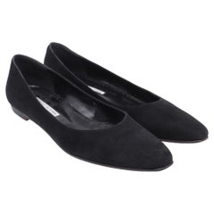 Manolo Blahnik Gelista Ballet Flats in Black Suede