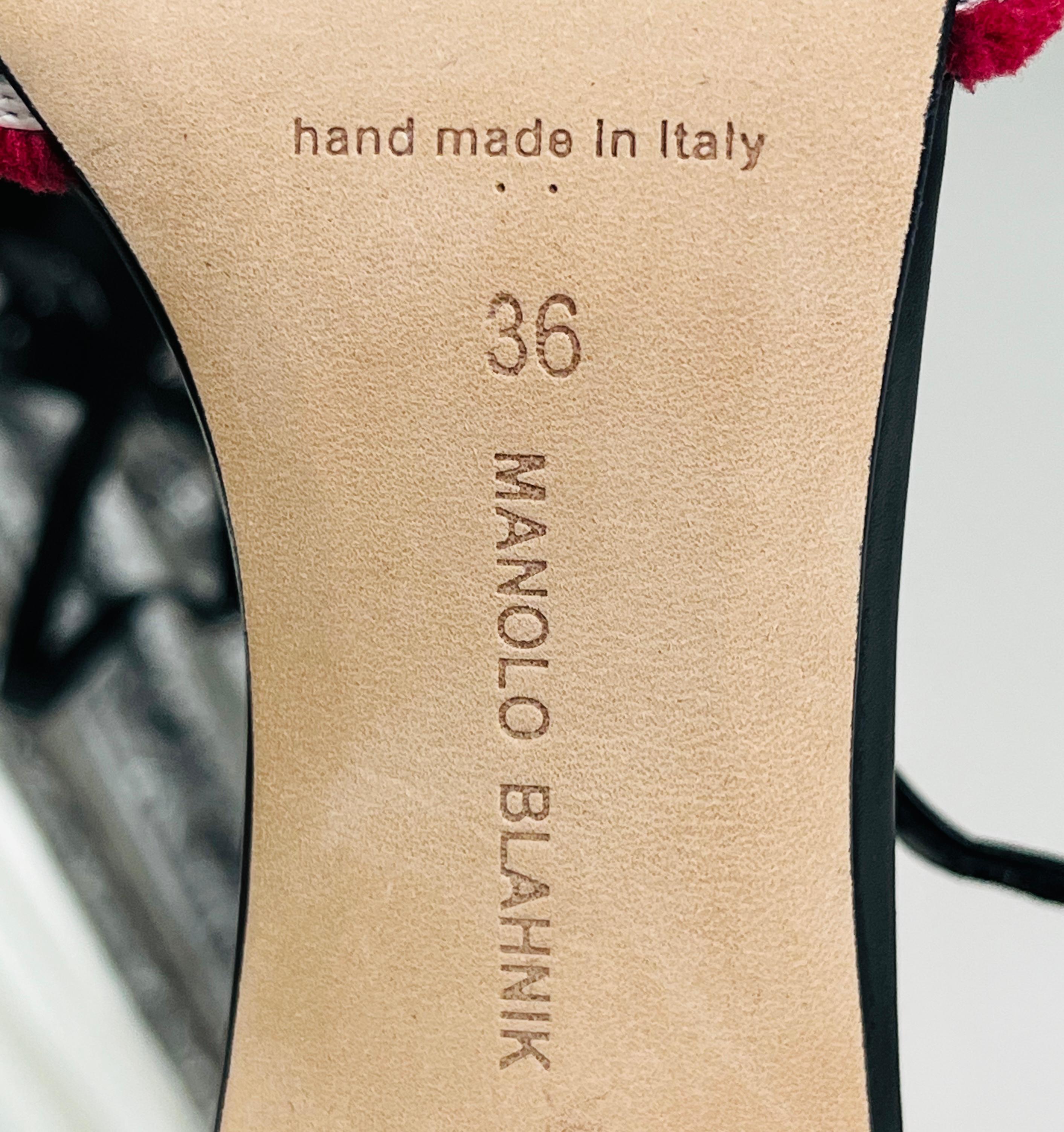 Manolo Blahnik Geometric Print Leather Sandals 2
